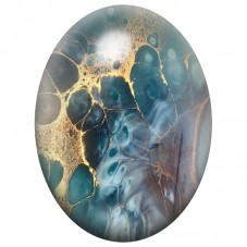 Cabochon en Verre Illustré Cellules Abstraites Bleues et Dorées 13x18, 18x25 ou 30x40mm pour la Création de Bijoux Fantaisie - D