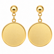 1 Paire de Supports de Boucles d’Oreilles en Acier Inoxydable Doré pour Cabochon 20mm pour la Création de Bijoux Fantaisie - DIY