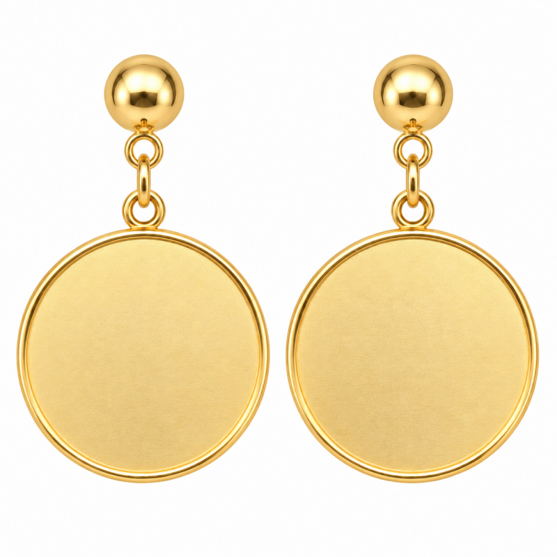 1 Paire de Supports de Boucles d’Oreilles en Acier Inoxydable Doré pour Cabochon 20mm