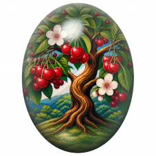 Cabochon en Verre Illustré Cerisier en Fleurs 13x18, 18x25 ou 30x40mm pour la Création de Bijoux Fantaisie - DIY