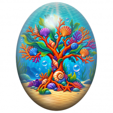 Cabochon en Verre Illustré Arbre Corail sous la Mer 13x18, 18x25 ou 30x40mm pour la Création de Bijoux Fantaisie - DIY