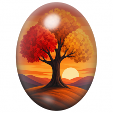 Cabochon en Verre Illustré Arbre d’Automne 13x18, 18x25 ou 30x40mm pour la Création de Bijoux Fantaisie - DIY