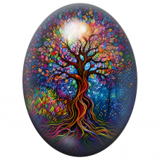 Cabochon en Verre Illustré Arbre aux Saisons Lumineuses 13x18, 18x25 ou 30x40mm pour la Création de Bijoux Fantaisie - DIY