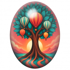 Cabochon en Verre Illustré Arbre aux Ballons 13x18, 18x25 ou 30x40mm pour la Création de Bijoux Fantaisie - DIY