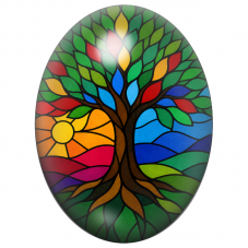 Cabochon en Verre Illustré Arbre en Vitrail 13x18, 18x25 ou 30x40mm pour la Création de Bijoux Fantaisie - DIY