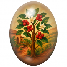 Cabochon en Verre Illustré Arbre aux Fleurs Blanches et Baies Rouges 13x18, 18x25 ou 30x40mm pour la Création de Bijoux Fantaisi
