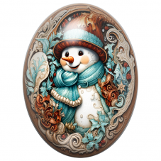 Cabochon en Verre Illustré Bonhomme de Neige au Chapeau Bleu 13x18, 18x25 ou 30x40mm pour la Création de Bijoux Fantaisie - DIY