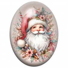 Cabochon en Verre Illustré Père Noël aux Douceurs Pastel 13x18, 18x25 ou 30x40mm pour la Création de Bijoux Fantaisie - DIY