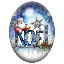Cabochon en Verre Illustré Père Noël sur les Lettres de Noël 13x18, 18x25 ou 30x40mm pour la Création de Bijoux Fantaisie - DIY