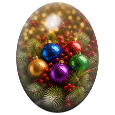 Cabochon en Verre Illustré Boules de Noël Multicolores parmi les Baies 13x18, 18x25 ou 30x40mm pour la Création de Bijoux Fantai