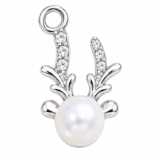 Breloque Renne de Noël en Métal Argenté et Strass 22x14mm pour la Création de Bijoux Fantaisie - DIY
