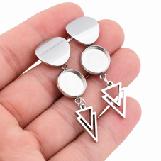 1 Paire de Supports Boucles d'Oreilles en Acier Inoxydable Argenté pour Cabochon 12mm pour la Création de Bijoux Fantaisie