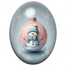 Cabochon en Verre Illustré Bonhomme de Neige dans une Boule Rose 13x18, 18x25 ou 30x40mm pour la Création de Bijoux Fantaisie - 