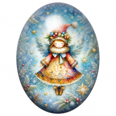 Cabochon en Verre Illustré Fée Étoilée dans une Boule de Noël 13x18, 18x25 ou 30x40mm pour la Création de Bijoux Fantaisie - DIY