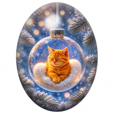 Cabochon en Verre Illustré Chaton Roux parmi les Lumières 13x18, 18x25 ou 30x40mm pour la Création de Bijoux Fantaisie - DIY