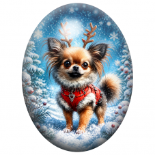 Cabochon en Verre Illustré Petit Chien dans la Neige 13x18, 18x25 ou 30x40mm pour la Création de Bijoux Fantaisie - DIY