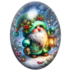 Cabochon en Verre Illustré Bonhomme de Neige au Foulard Vert 13x18, 18x25 ou 30x40mm pour la Création de Bijoux Fantaisie - DIY