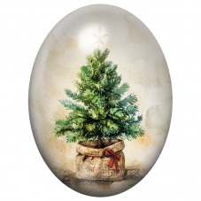 Cabochon en Verre Illustré Petit Sapin de Noël dans un Panier en Osier 13x18, 18x25 ou 30x40mm pour la Création de Bijoux Fantai