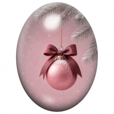 Cabochon en Verre Illustré Boule Rose au Nœud Bordeaux 13x18, 18x25 ou 30x40mm pour la Création de Bijoux Fantaisie - DIY
