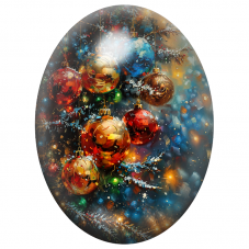 Cabochon en Verre Illustré Boules de Noël Multicolores dans le Sapin 13x18, 18x25 ou 30x40mm pour la Création de Bijoux Fantaisi