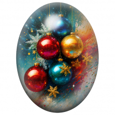 Cabochon en Verre Illustré Boules Multicolores et Flocons Dorés 13x18, 18x25 ou 30x40mm pour la Création de Bijoux Fantaisie - D