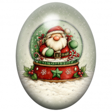 Cabochon en Verre Illustré Père Noël dans une Boule à Neige Verte 13x18, 18x25 ou 30x40mm pour la Création de Bijoux Fantaisie -