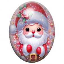 Cabochon en Verre Illustré Père Noël Rose aux Joues Poudrées 13x18, 18x25 ou 30x40mm pour la Création de Bijoux Fantaisie - DIY
