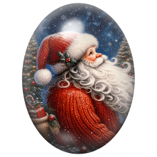 Cabochon en Verre Illustré Père Noël au Pull Tricoté Rouge 13x18, 18x25 ou 30x40mm pour la Création de Bijoux Fantaisie - DIY