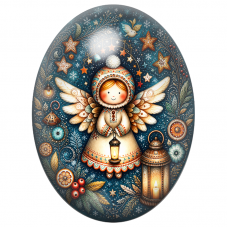 Cabochon en Verre Illustré Ange dans une Nuit Étoilée 13x18, 18x25 ou 30x40mm pour la Création de Bijoux Fantaisie - DIY