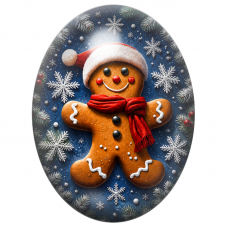 Cabochon en Verre Illustré Bonhomme en Pain d’Épices au Foulard Rouge 13x18, 18x25 ou 30x40mm pour la Création de Bijoux Fantais