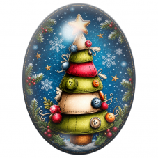 Cabochon en Verre Illustré Sapin de Noël aux Boutons 13x18, 18x25 ou 30x40mm pour la Création de Bijoux Fantaisie - DIY