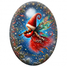 Cabochon en Verre Illustré Fée parmi les Étoiles et les Sapins 13x18, 18x25 ou 30x40mm pour la Création de Bijoux Fantaisie - DI