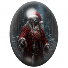 Cabochon en Verre Illustré Père Noël Zombie dans une Rue Enneigée 13x18, 18x25 ou 30x40mm pour la Création de Bijoux Fantaisie -