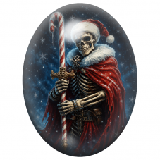 Cabochon en Verre Illustré Squelette de Noël au Sabre en Sucre d’Orge 13x18, 18x25 ou 30x40mm pour la Création de Bijoux Fantais