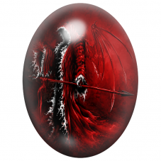 Cabochon en Verre Illustré Démon de Noël Ailé au Trident 13x18, 18x25 ou 30x40mm pour la Création de Bijoux Fantaisie - DIY