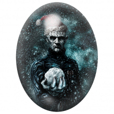 Cabochon en Verre Illustré Personnage Sombre au Bonnet Rouge dans la Neige 13x18, 18x25 ou 30x40mm pour la Création de Bijoux Fa