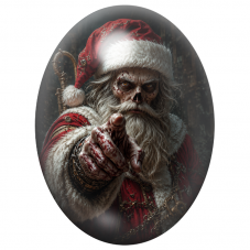 Cabochon en Verre Illustré Père Noël Macabre Pointant du Doigt 13x18, 18x25 ou 30x40mm pour la Création de Bijoux Fantaisie - DI
