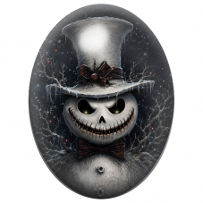Cabochon en Verre Illustré Bonhomme de Neige au Chapeau Noir et au Nœud Papillon 13x18, 18x25 ou 30x40mm pour la Création de Bij