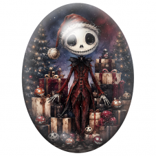 Cabochon en Verre Illustré Sapin de Noël Musical aux Crânes et à la Guitare 13x18, 18x25 ou 30x40mm pour la Création de Bijoux F