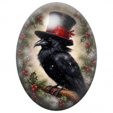Cabochon en Verre Illustré Sapin de Noël au Cimetière sous la Lune Rouge 13x18, 18x25 ou 30x40mm pour la Création de Bijoux Fant