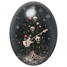 Cabochon en Verre Illustré Sapin de Noël Rock aux Crânes et à la Guitare 13x18, 18x25 ou 30x40mm pour la Création de Bijoux Fant