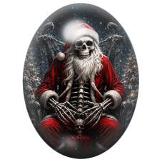 Cabochon en Verre Illustré Père Noël Squelette Assis dans un Fauteuil 13x18, 18x25 ou 30x40mm pour la Création de Bijoux Fantais