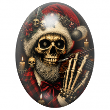 Cabochon en Verre Illustré Père Noël Squelette Jouant du Violon 13x18, 18x25 ou 30x40mm pour la Création de Bijoux Fantaisie - D