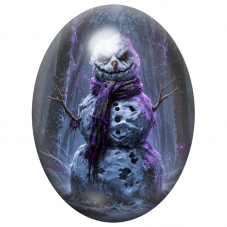 Cabochon en Verre Illustré Bonhomme de Neige Sinistre dans la Forêt 13x18, 18x25 ou 30x40mm pour la Création de Bijoux Fantaisie