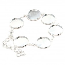 Support Bracelet  Argenté Ajustable pour Cabochon 20mm pour la Création de Bijoux Fantaisie - DIY
