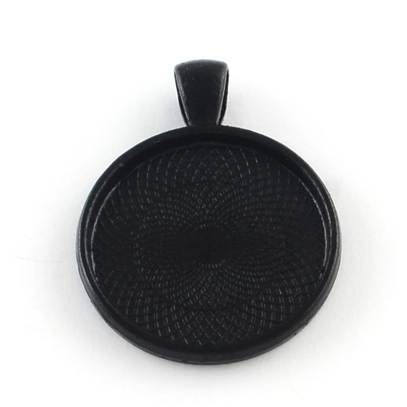 2 Supports Pendentif Noir pour Cabochon 25mm