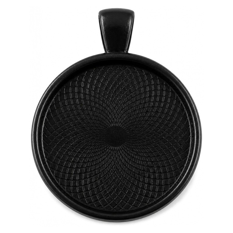 Support Pendentif Rond Noir pour Cabochon 25mm