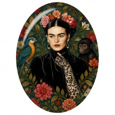 Cabochon en Verre Illustré Frida Kahlo au Gant de Dentelle Noire 13x18, 18x25 ou 30x40mm pour la Création de Bijoux Fantaisie - 