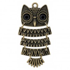Grande Breloque Hibou Bronze 4.9x2.6cm pour la Création de Bijoux Fantaisie - DIY