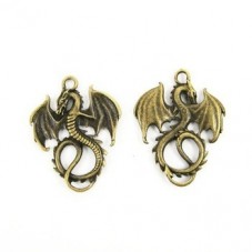 4 Breloques Dragon Bronze 35mm